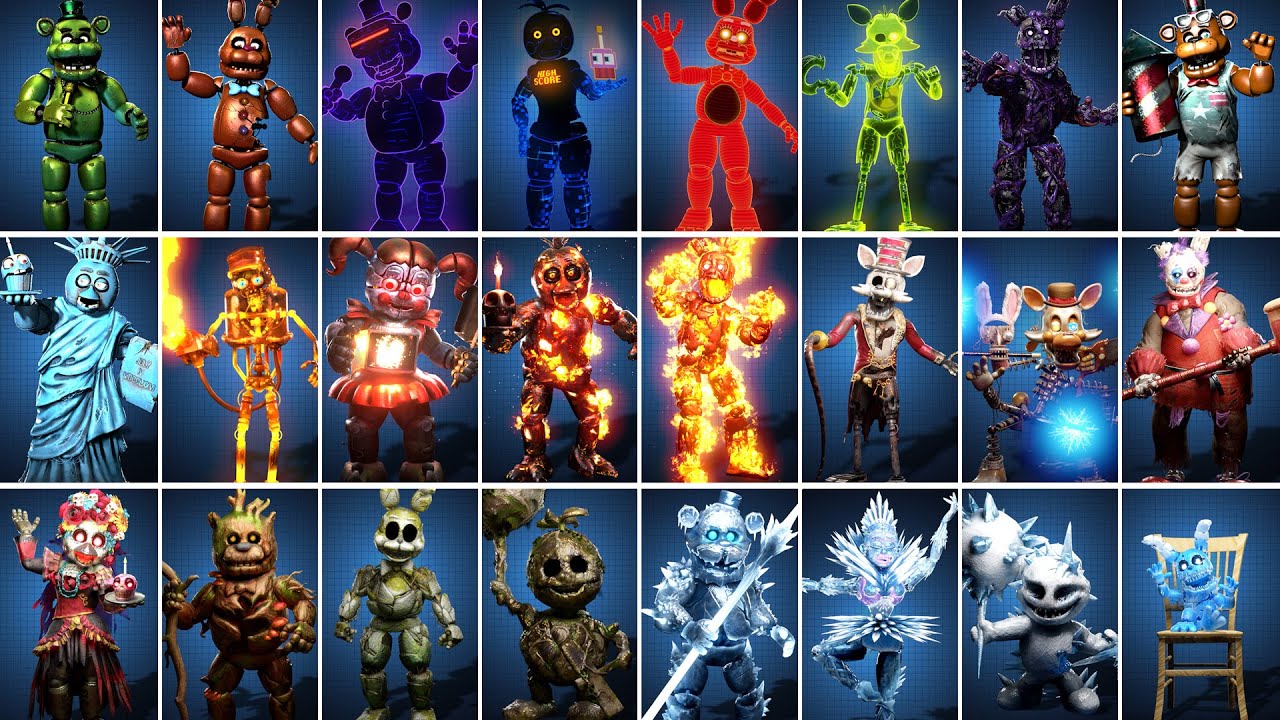 FNAF AR all skins and characters - online puzzle