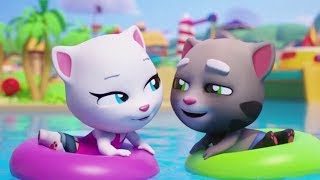 Tom Pool Games - Talking Tom With Angela In A Spacesuit On Mars Cartoon For Kids In Backwards