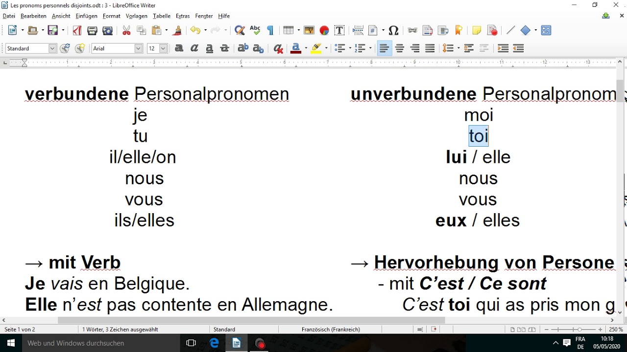 Unverbundene Personalpronomen Französisch übungen Mit Lösungen Unverbundene Personalpronomen - YouTube