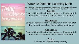 Week 10 Distance Learning
