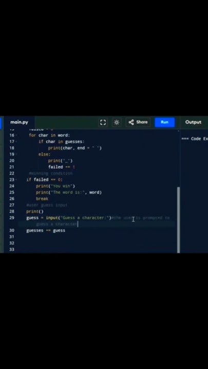 Word guessing game - python code #pythoncode #trending #coding #phython ...