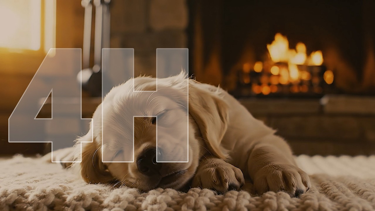 Healing Puppy Crackling Fire Ambience | Relaxing Sleep Sounds (No Talking) | 고요한 밤 Still Night