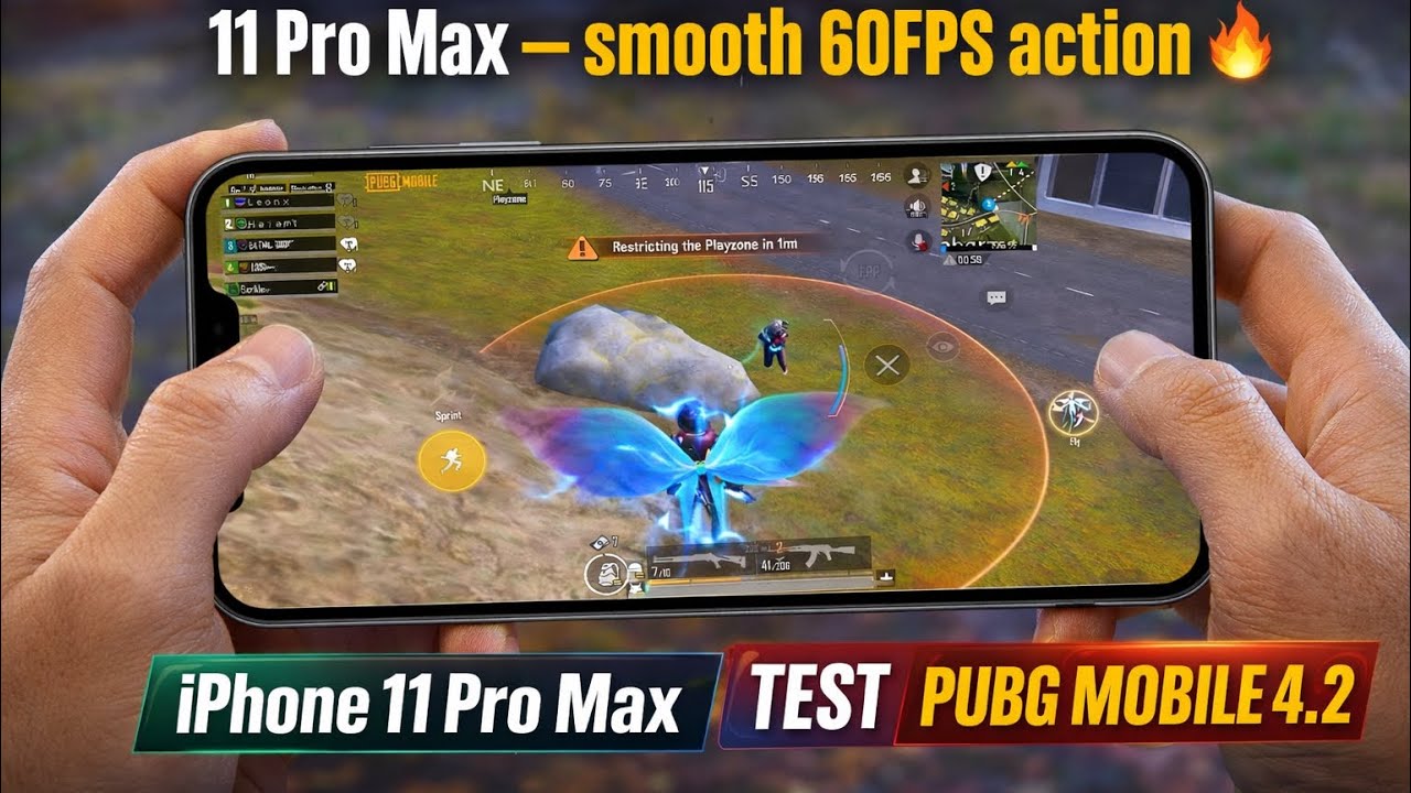 PUBG Mobile 4 2 gameplay on iPhone 11 Pro Max — smooth 60FPS action 🔥