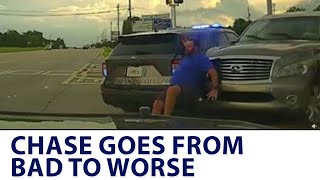 Dashcam shows driver hit pedestrian, ram patrol cars; child pulled from back seat during arrest