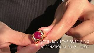 Ruby Ring for Men, natural star ruby ring 5,5ct - IRUBY Wealth