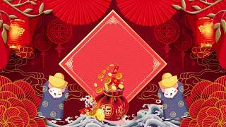 唯美大气红色鼠年新年背景led展示视频