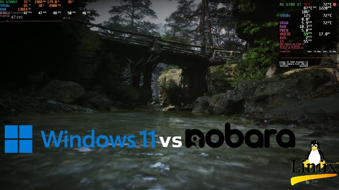 Windows 11 24H2 vs Nobara Linux 41 - RX 6700XT + R9 5950x - 1080p ...
