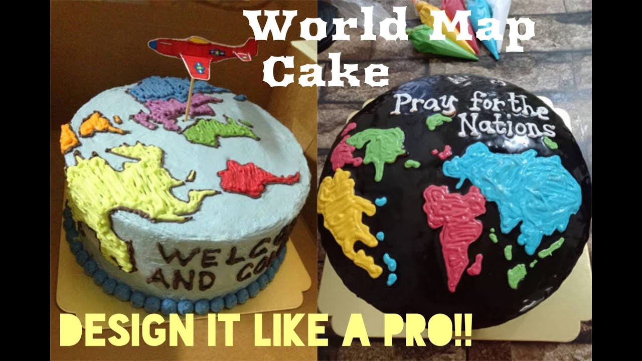 EASY World Map Cake Design & Decorating Idea on Chocolate Moist Cake