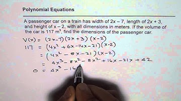 Polynomial Equations Find Dimensions of a Passenger Car For Given Volume - EDEXCEL - GCSE - SAT