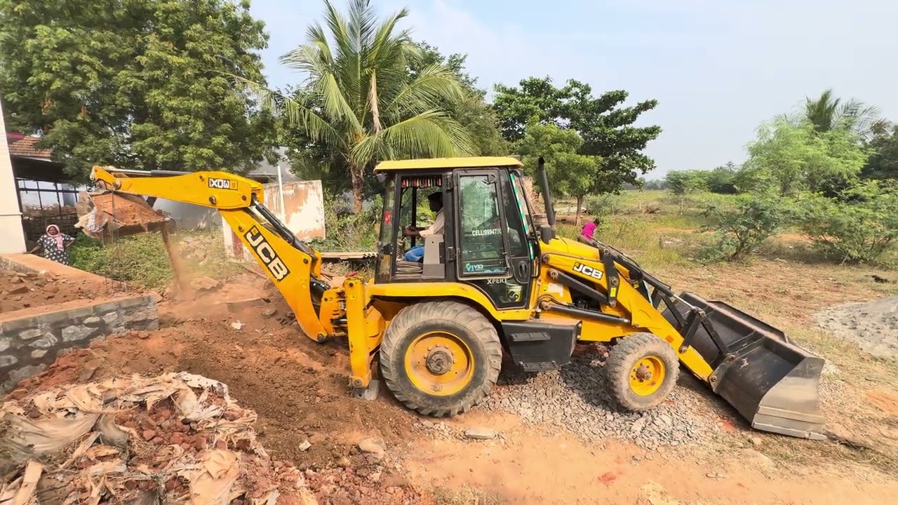 JCB 3DX Going to village home foundation filling Debris and mud in nellai Jcb video 