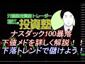 ナスダック１００暴落　下値メドを詳しく解説！！下落トレンドで儲けよう！