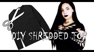 Goth DIY Shredded Top Tutorial + Thrift Store Vlog screenshot 1