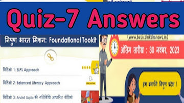 Quiz 7 Prashnottari || Quiz 7 Answer || Nipun Quiz Number 7 || Quiz 7 Nipun Bharat Mission #quiz