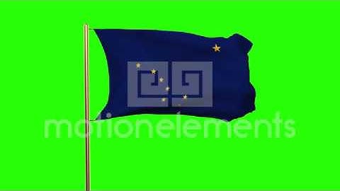 Alaska Flag Waving In The Wind. Green Screen, Alpha Matte. Loopable Animation Stock Animation