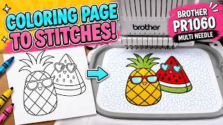 Coloring Book Page to Stitches with the Brother PR1060 Multi Needle! : AllBrands After Hours