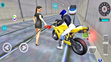 Motorcycle Vs Bullet Train Railway Station In 3D Driving Class - Android IOS Gameplay #3