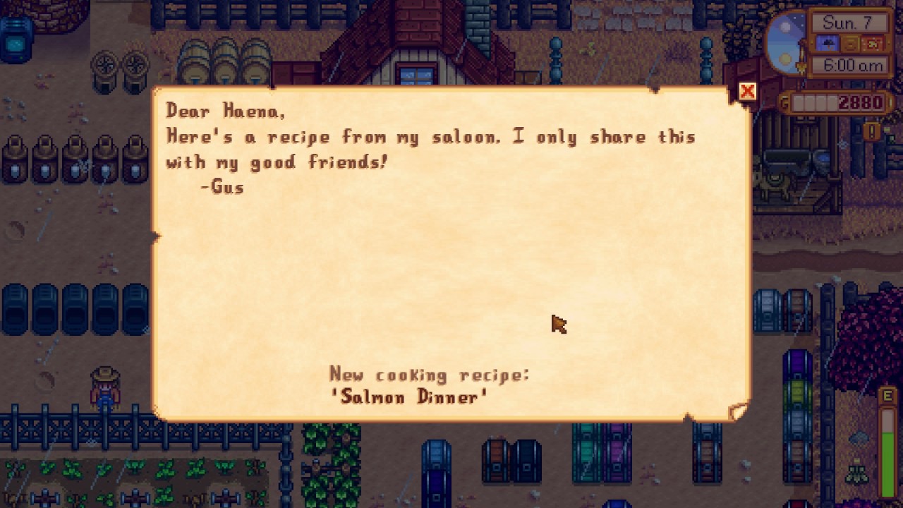 How I got Salmon Dinner recipe - Stardew Valley - YouTube