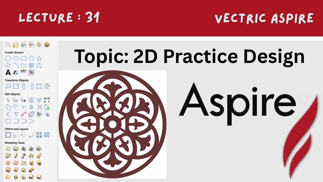 Aspire Tutorial Part 31 | 2D CNC Practice with Toolpath Step by Step ...