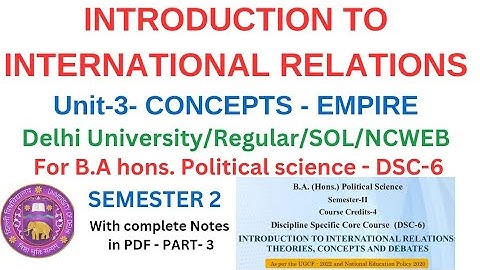 Unit-3- EMPIRE- INTRODUCTION TO INTERNATIONAL RELATIONS| B.A hons Pol. Sci.| Sem.2- PART-3