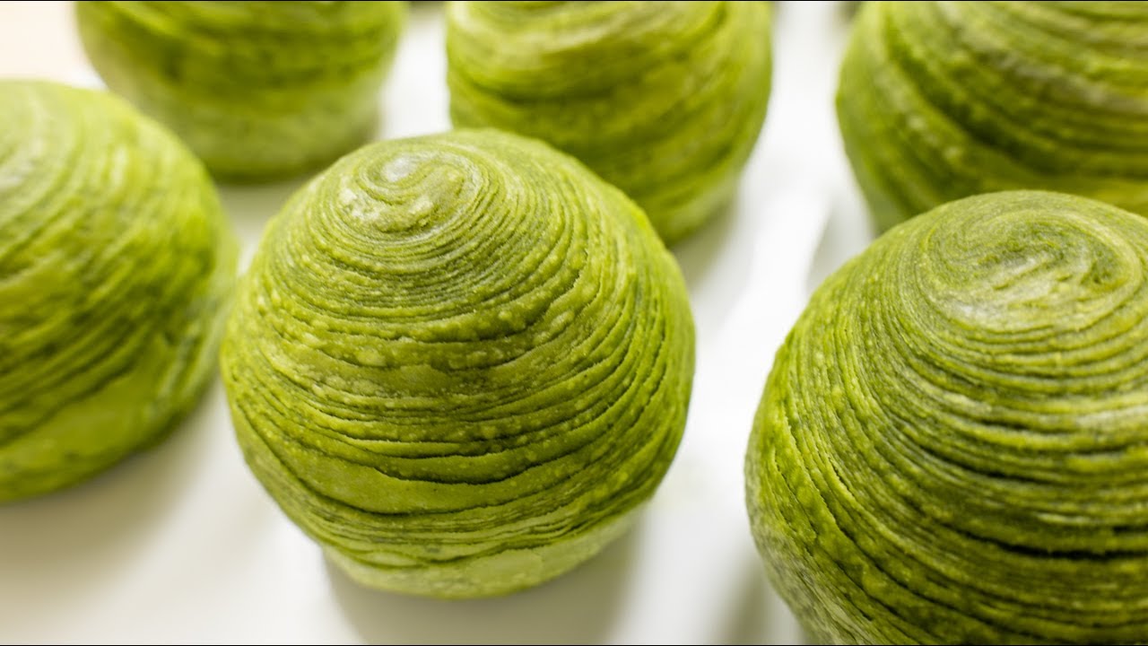 Matcha Pastry, no kneading, perfect layers