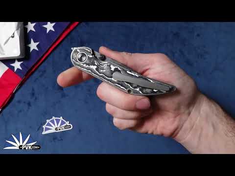 Hypercut Manufacturing Bikkhu, Mike Norris Damascus Blade, Titanium Handle W/ White Storm Fat Carbon