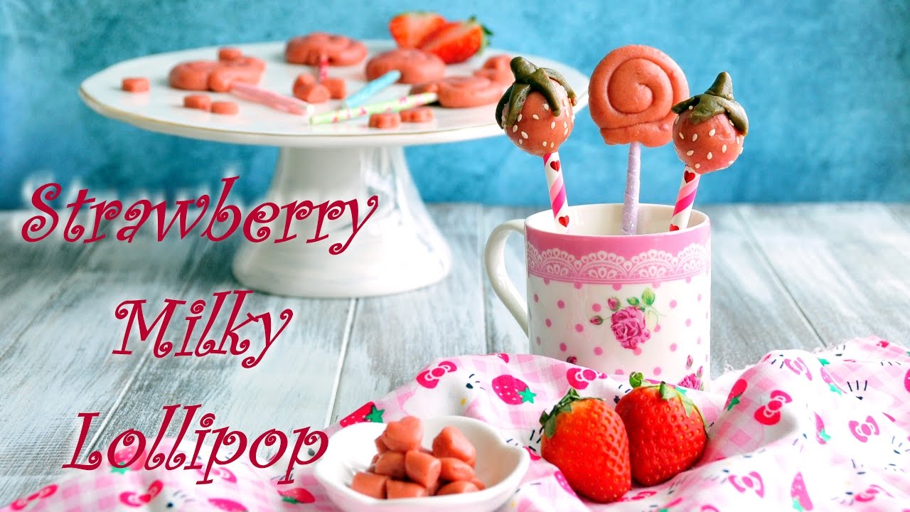 How to Make Strawberry Milky Lollipops 士多啤梨牛奶棒棒糖 YouTube