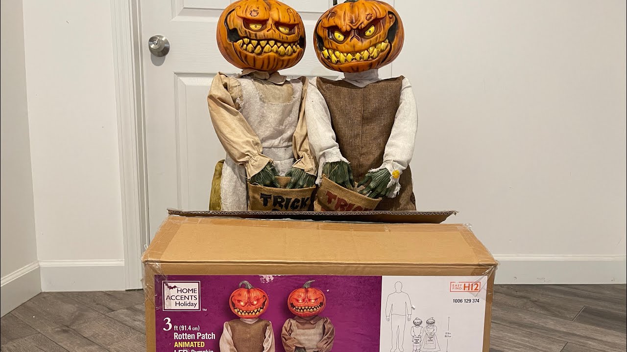 Home Depot Halloween animated pumpkin twins YouTube