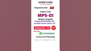 MPS 01 Solved Assignment PDF 2024-25 in English, MPS program MPS-01 Solved assignments