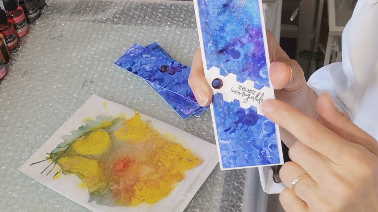 DÉMONSTRATION ETONNANTE  utiliser les encres à alcool de chez ACTION  avec Du VELLUM et du FOIL