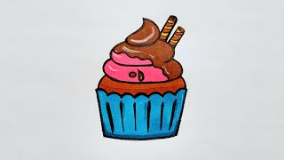 كیف ترسم كب كیك ،how to draw cupcake,