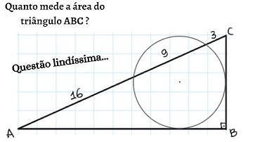 Área de um triângulo com uma circunferência secante à hipotenusa e tangente aos dois catetos
