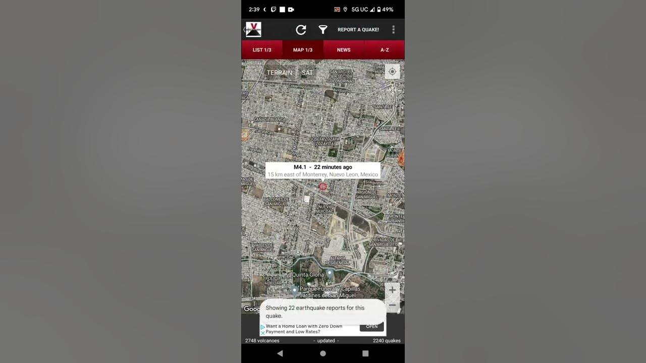 Are there earthquakes in monterrey mexico