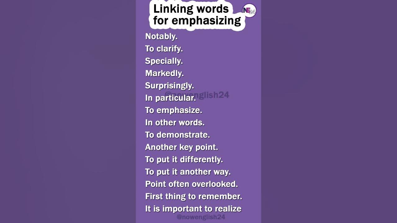Linking Words for Emphasizing shorts connectors YouTube