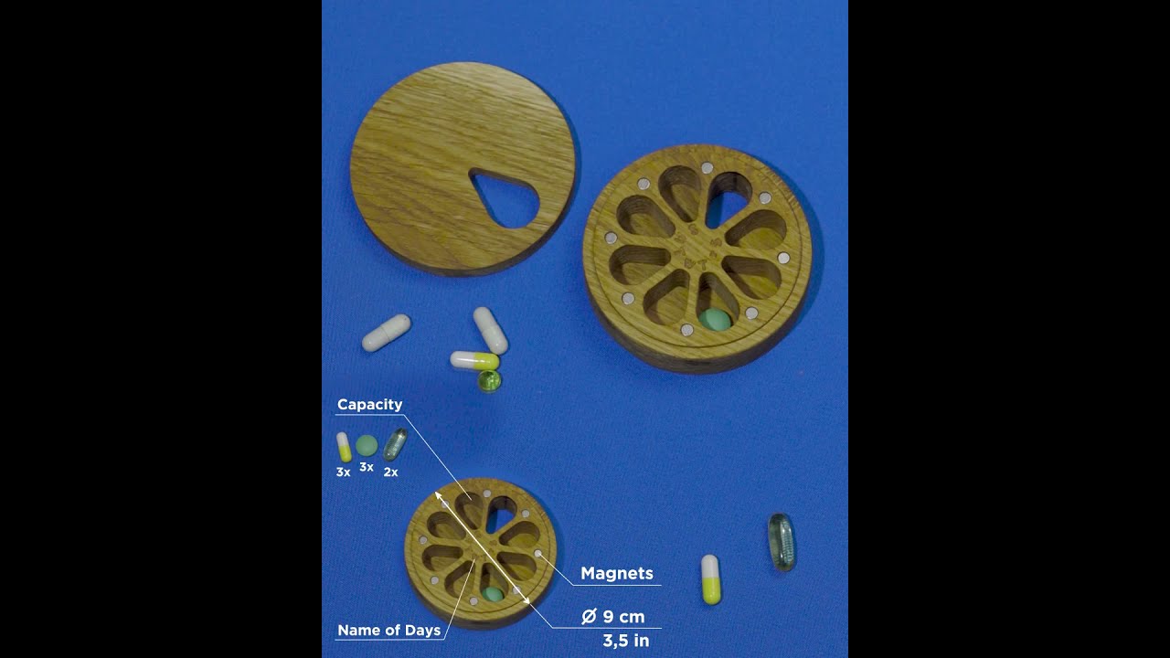 JTNLAB small wooden pill box | Pocket Round Pill box | Ecofriendly Pill box | Travel pill box