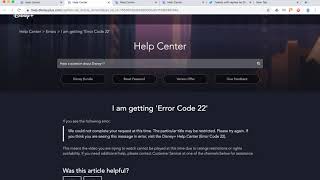 DISNEY+ ERROR CODE 22 what to do