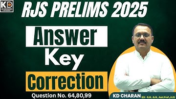 RJS Prelims 2025 Answer Key Correction | Question No.64,80 & 99 | @KDADVANCEDLAWCLASSESINSTITUTE