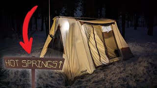 Solo Hot Tent WINTER CAMPING in Snow with Dog and a Surprise!