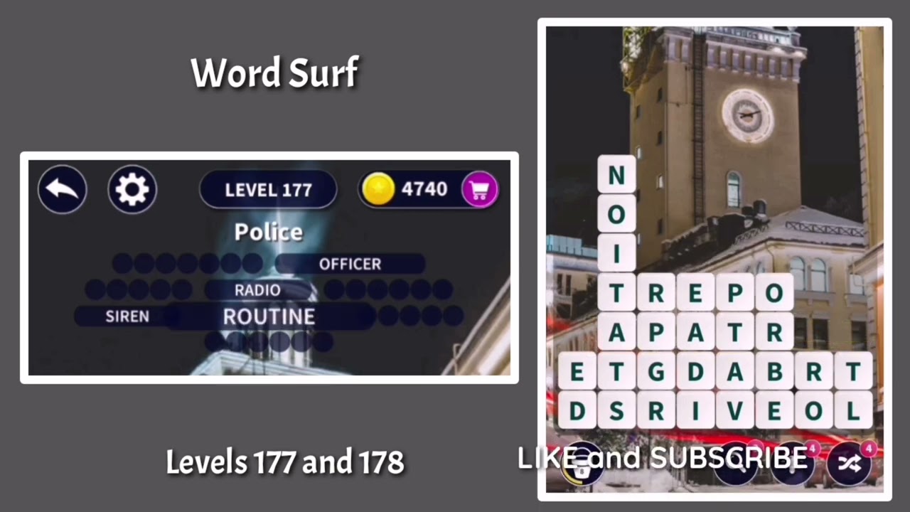 Word Surf levels 177 and 178 gameplay