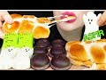 ASMR S'MORES, CHOCOLATE COATED MARSHMALLOW, PEEPS 스모어, 초콜릿 코팅 마쉬멜로우, 핍스 마시멜로우 먹방 EATING SOUNDS