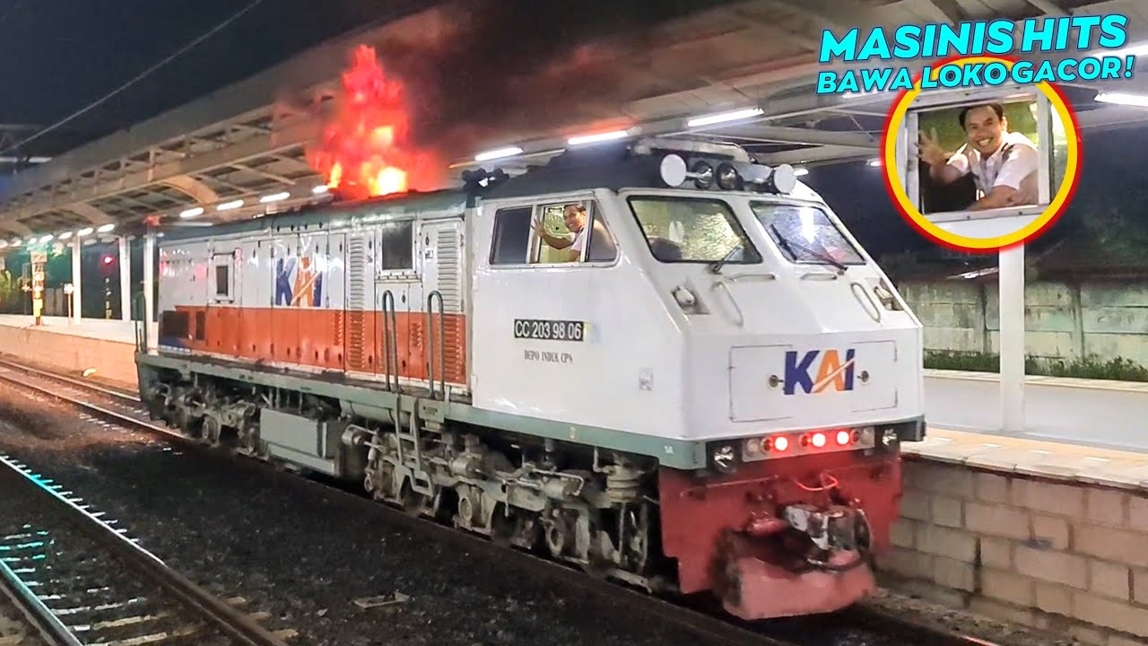 MASINIS GREGET !! Kobong Api Parah Lokomotif CC 203 Kereta Sembrani, MASINIS RAMAH LOKOMOTIF GACOR !