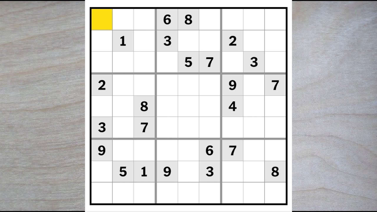 Enjoy today's New York Times Hard Sudoku Puzzle, notation free, of ...