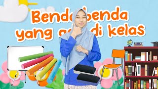 English lesson about the names of objects in the classroom and its surroundings