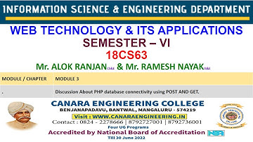 VTU WEB18CS63 WEB TECHNOLOGY AND ITS APPLICATIONS M4 L3 Discussion About PHP database connectivity u