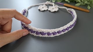 So Cute💯👌  DIY crochet mini headband. Bead stitch