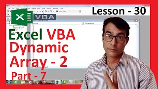Dynamic array - 2 in excel VBA | Excel VBA lesson - 30 | Excel VBA Dynamic array in hindi