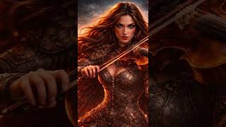 Warrior woman playing violin like she's saving worlds #darkfantasy #epicmusic #shorts