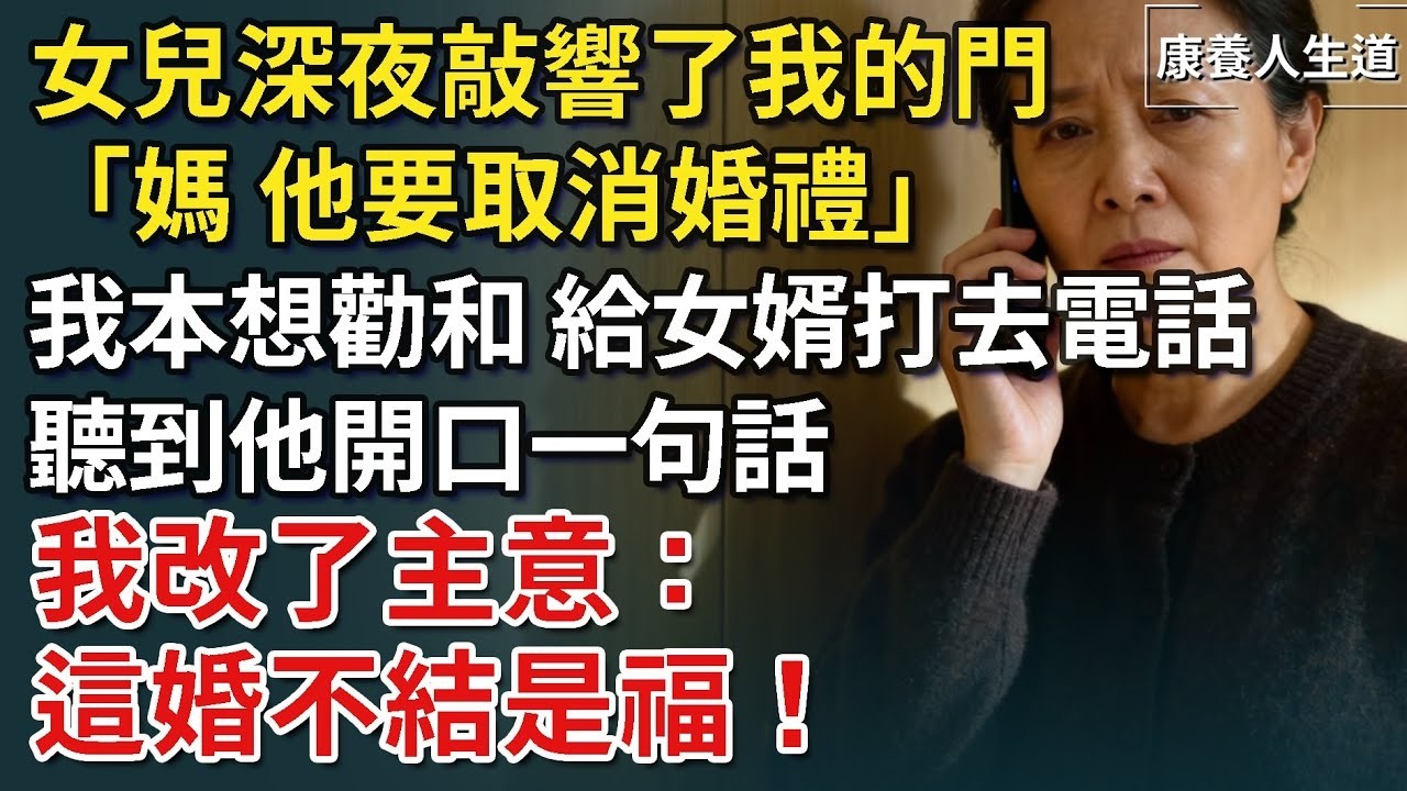 女兒深夜敲響了我的門，「媽，他要取消婚禮」我本想勸和，給女婿打去電話，聽到他開口一句話，我改了主意：這婚不結是福！