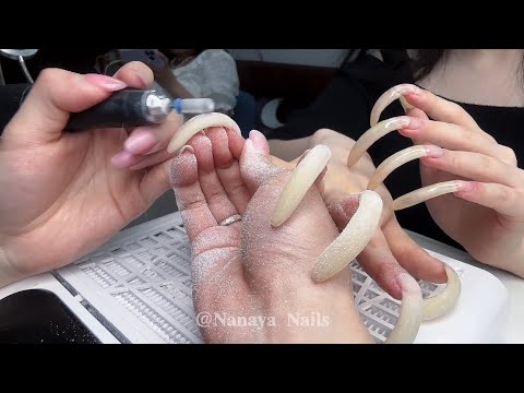 ASMR Filing & Shaping My Long Natural Nails 💅| Relaxing Nail Care Routine