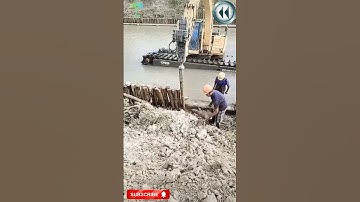 Driving piles with hydraulic hammer | Subscribe REVERSETV #shorts