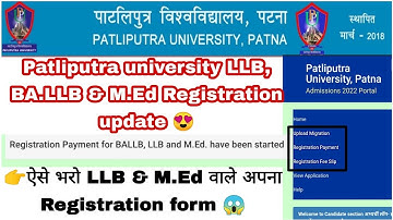 Patliputra university m.ed, llb registration update, Ppu LLB & M.Ed Registration form apply #ppu